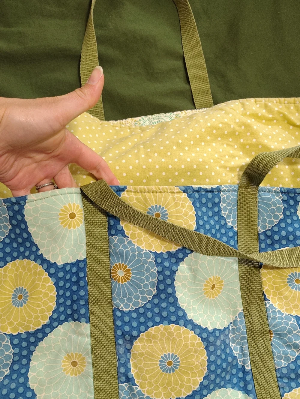 Large Handmade Washable Diaper Tote With Matching Changing Mat